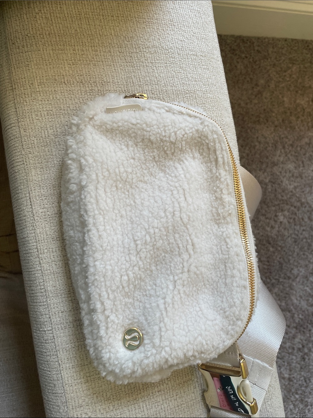 NEVER USED: lululemon Cream Sherpa Crossbody with Gold detail NWOT